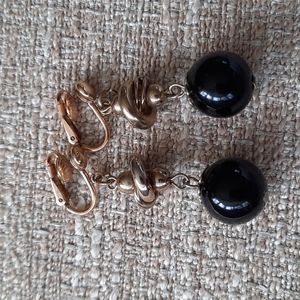 Vintage black and gold clip ons